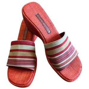 Bandolino Women's Striped Slide On Multicolored Orange Red Taupe Size 8M